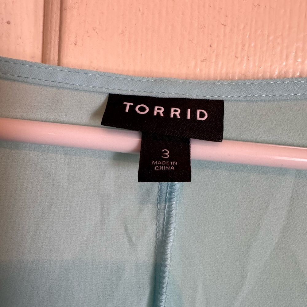 Torrid Light Blue V-Neck Blouse - Picture 2 of 2